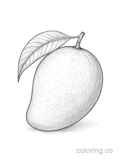 Realistic Mango Coloring Page for Teens and Adults