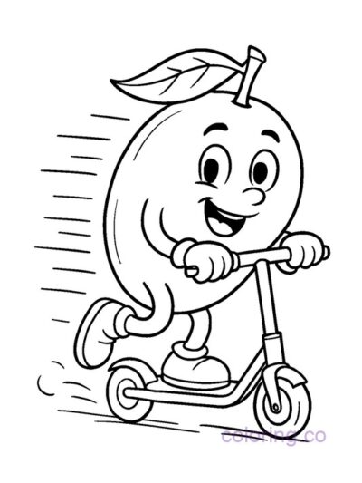 Mango on a Scooter Coloring Page for Kids