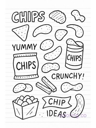 Fun Snack Doodle Coloring Page for Teens