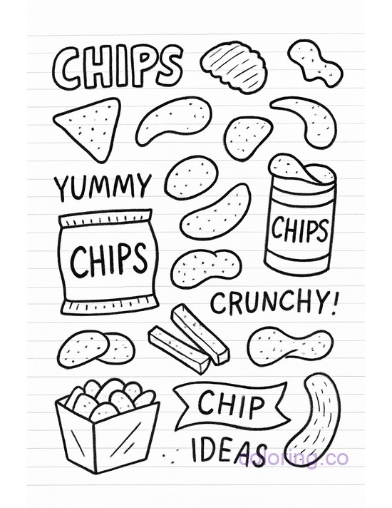 Fun Snack Doodle Coloring Page for Teens