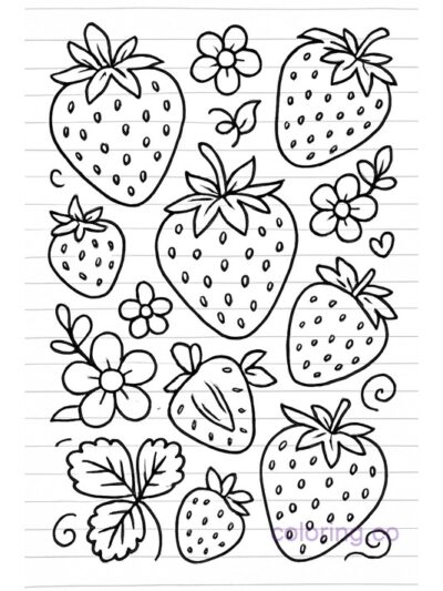 Strawberry Doodle Coloring Page for Teens