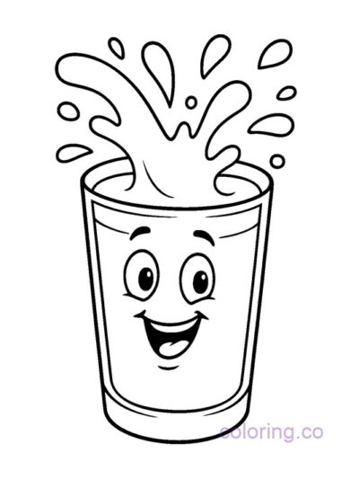 Fun Cartoon Orange Juice Splash Coloring Page