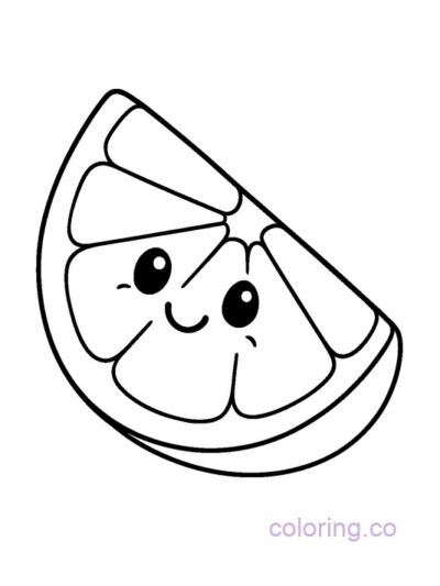 Smiley Orange Slice Coloring Page for Preschoolers