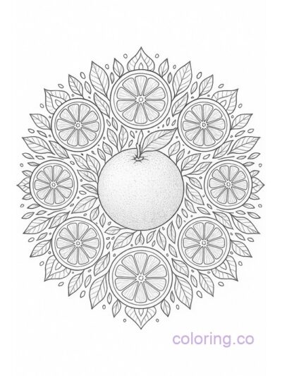Intricate Orange Mandala Coloring Page for Adults