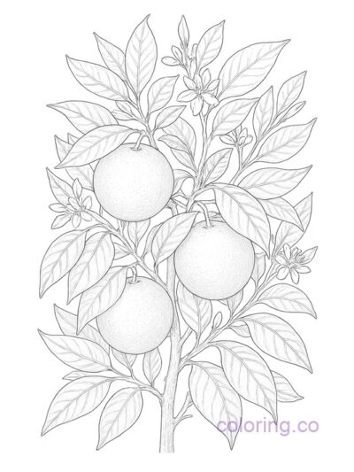 Intricate Orange Tree Coloring Page for Adults