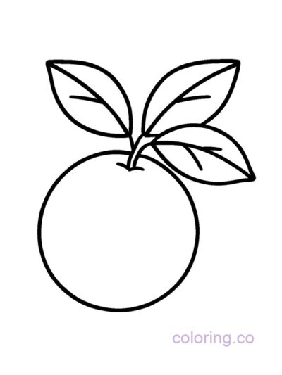 Cute Orange with Chunky Leaves Coloring Page