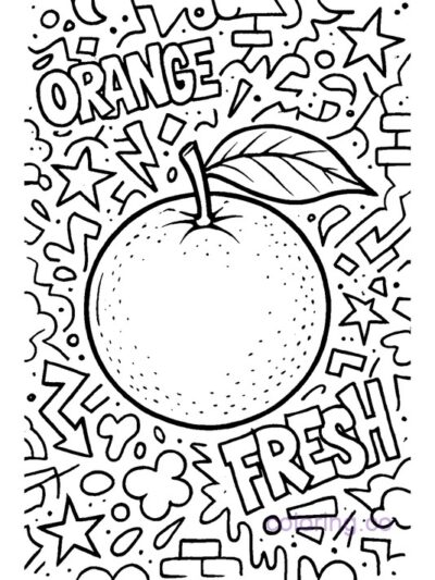 Vibrant Orange with Graffiti Background Coloring Page