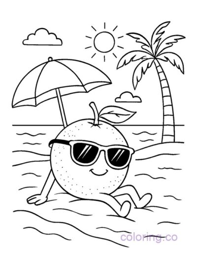 Fun Orange with Sunglasses Coloring Page for Kids