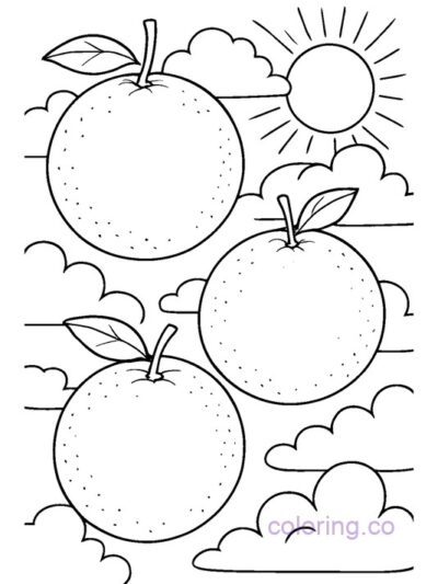Oranges in the Sky Coloring Page for Preschoolers