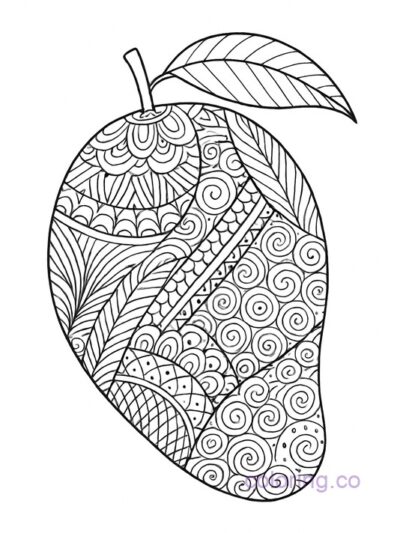Zentangle Mango Coloring Page for Adults