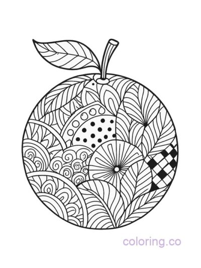 orange zentangle pattern coloring page