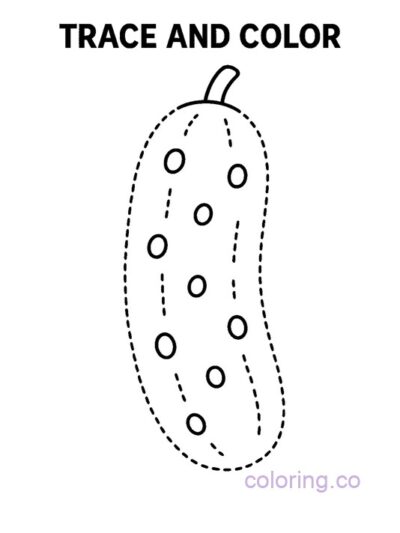 Fun Pickle Trace and Color Page for Kids