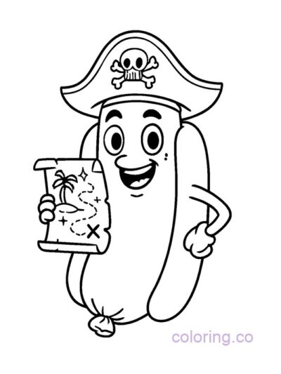 Pirate Hotdog Adventure Coloring Page for Kids