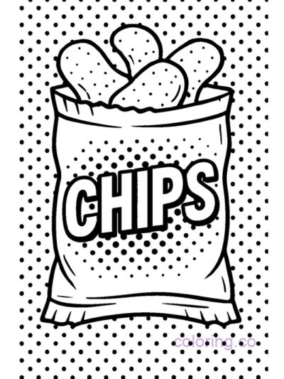 Fun Pop Art Chips Coloring Page for Teens