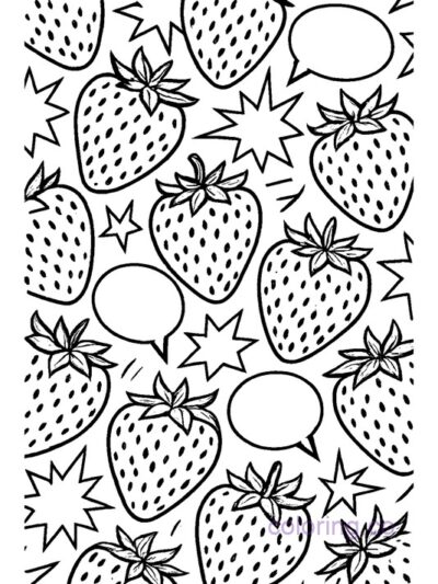 Pop Art Strawberry Coloring Page for Teens