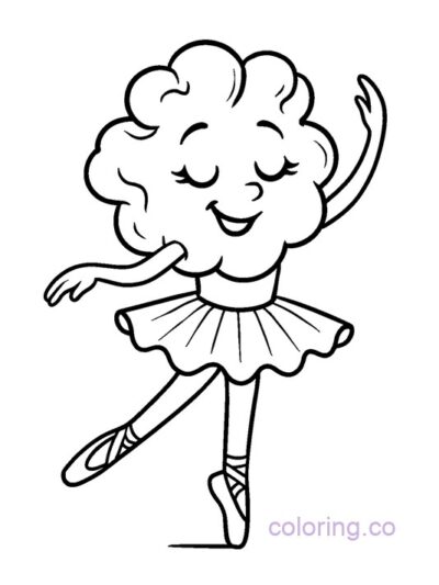 Charming Popcorn Ballerina Coloring Page for Kids