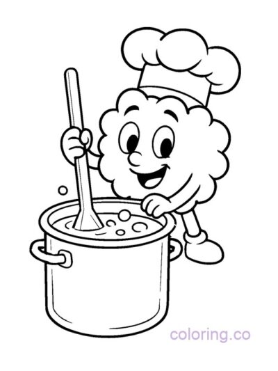 Popcorn Chef Coloring Page for Kids