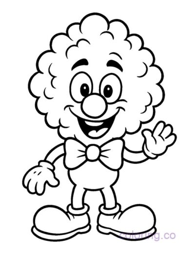Fun Popcorn Clown Coloring Page for Kids