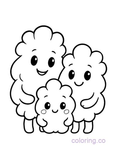Adorable Popcorn Family Coloring Page