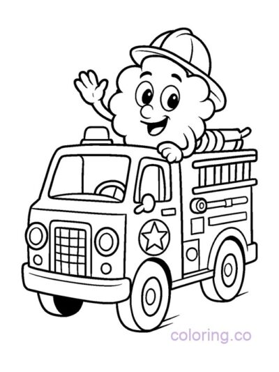 Fun Popcorn Firetruck Coloring Page for Kids