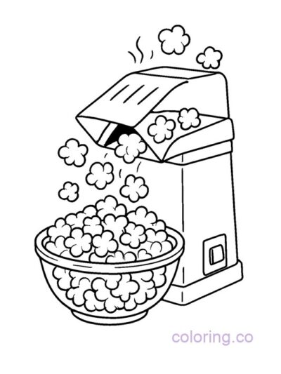 Fun Popcorn Machine Coloring Page for Kids