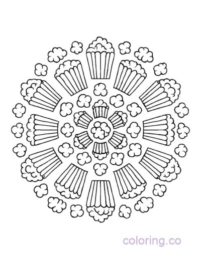Fun Popcorn Mandala Coloring Page for Kids