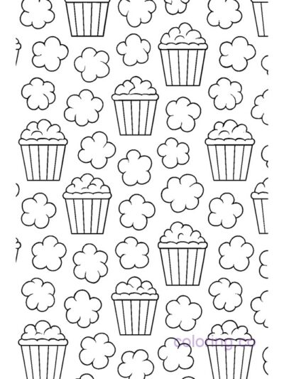 Fun Popcorn Pattern Coloring Page for Kids