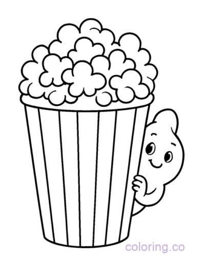 Fun Popcorn Peekaboo Coloring Page for Kids
