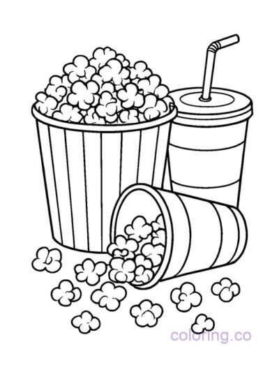 Fun Popcorn Still Life Coloring Page for Kids