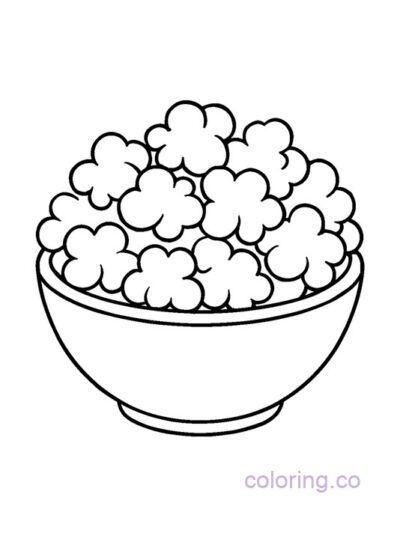 Fun Popcorn Bowl Coloring Page for Kids