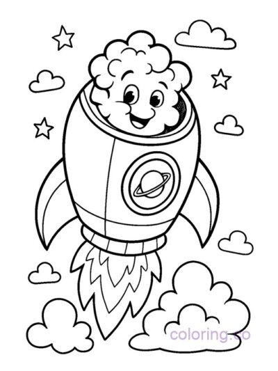 Fun Popcorn Rocket Coloring Page for Kids