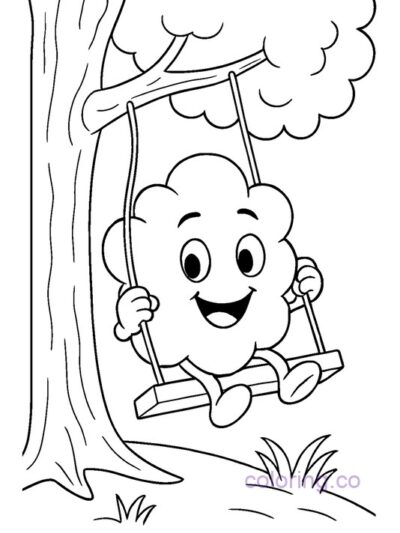 Fun Popcorn Coloring Page for Kids: Popcorn on a Swing