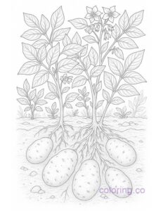Intricate Potato Garden Coloring Page for Adults
