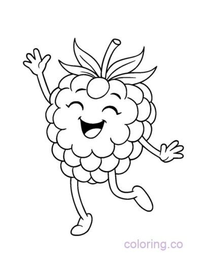 Cheerful Dancing Raspberry Coloring Page for Kids