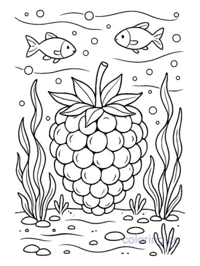 Fun Underwater Raspberry Coloring Page for Kids