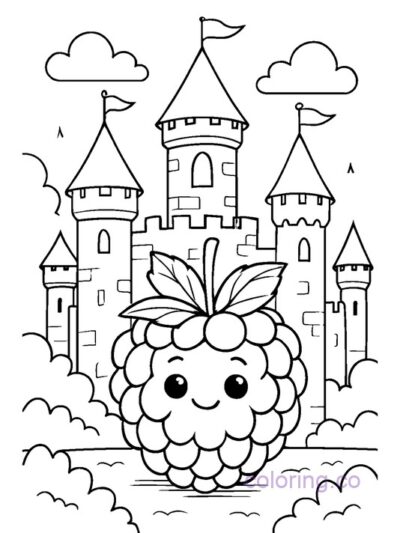 Raspberry Fairytale Castle Coloring Page for Kids