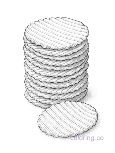 Realistic Stack of Chips Coloring Page for Teens