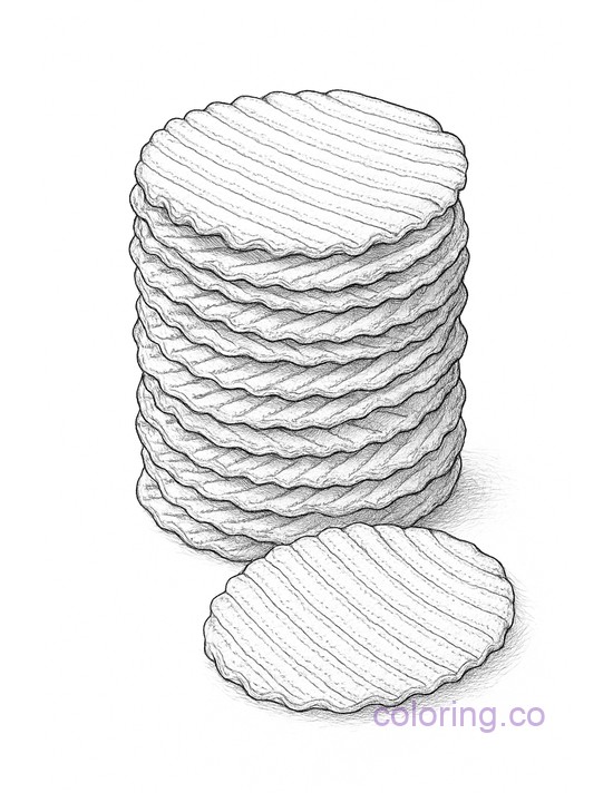 Realistic Stack of Chips Coloring Page for Teens