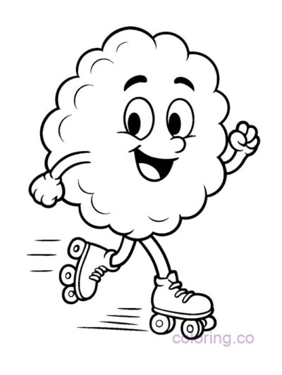 Roller Skating Cotton Candy Coloring Page for Kids