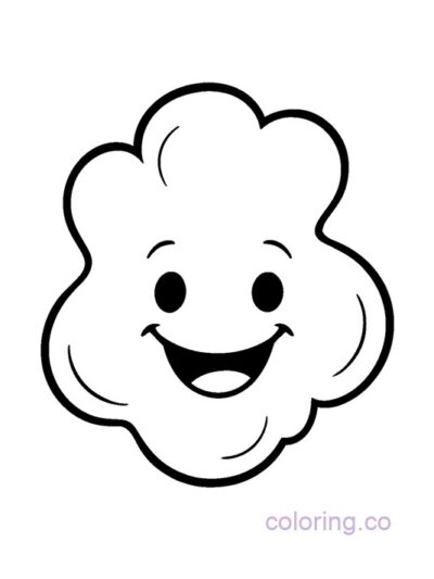 Cute Smiling Popcorn Kernel Coloring Page for Kids
