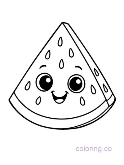 Smiling Watermelon Coloring Page for Preschoolers