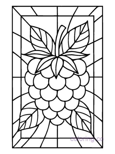 Intricate Stained Glass Raspberry Coloring Page for Adults