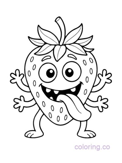Strawberry Monster Coloring Page for Kids