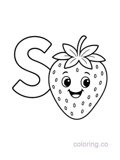 Strawberry ABC Coloring Page for Preschoolers
