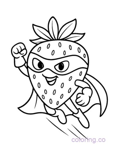 Super Strawberry Hero Coloring Page for Kids