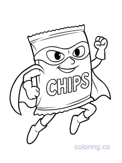 Superhero Chip Bag Coloring Page for Kids