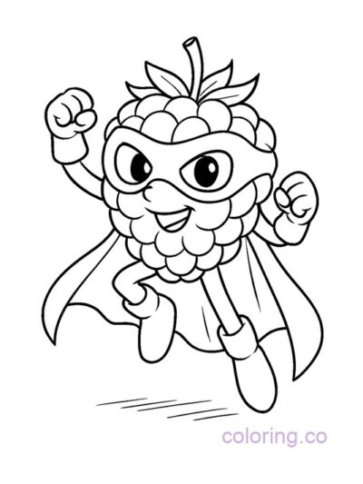 Superhero Raspberry Kids Coloring Page