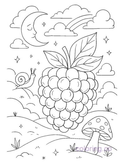 Surreal Raspberry Coloring Page for Teens