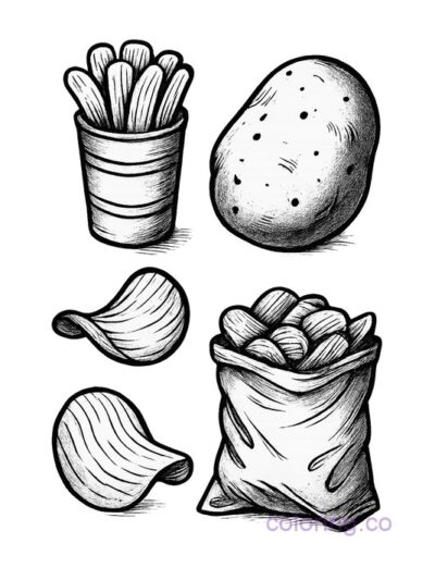 Fun Potato-Themed Coloring Page for Adults