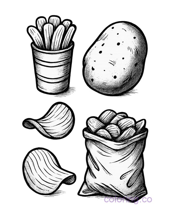 Fun Potato-Themed Coloring Page for Adults